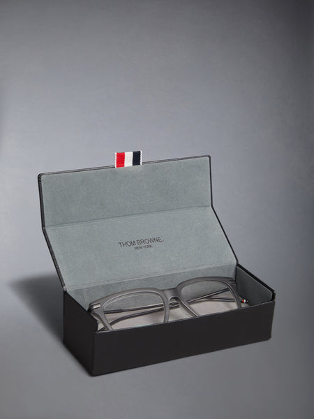 ACETATE AND TITANIUM RECTANGULAR EYEGLASSES LIGHT GREY