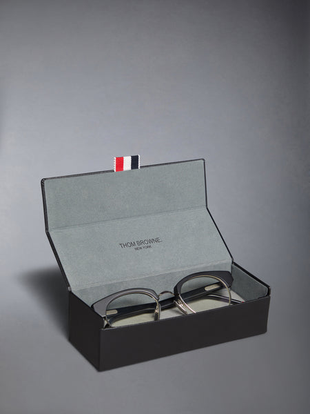 ACETATE AND TITANIUM OVAL EYEGLASSES BLACK/CHARCOAL