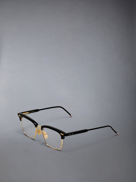 ACETATE AND TITANIUM RECTANGULAR EYEGLASSES BLACK