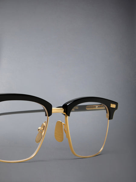 ACETATE AND TITANIUM RECTANGULAR EYEGLASSES BLACK