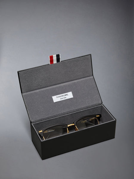 ACETATE AND TITANIUM RECTANGULAR EYEGLASSES BLACK