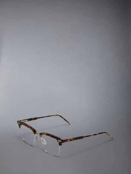 ACETATE AND TITANIUM RECTANGULAR EYEGLASSES DARK BROWN