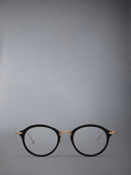 ACETATE AND TITANIUM ROUND EYEGLASSES BLACK