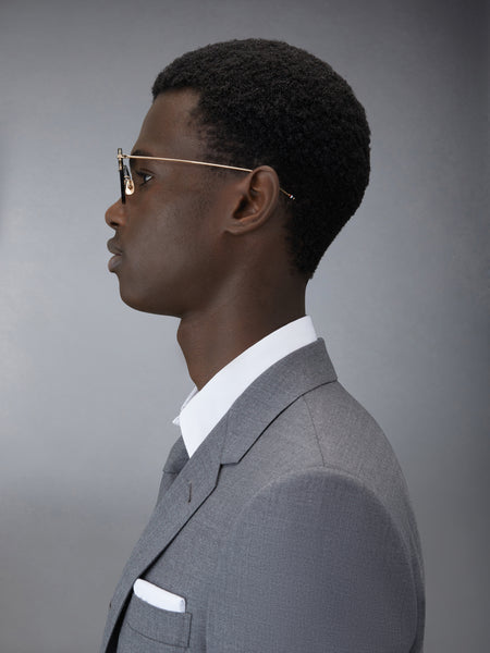 ACETATE AND TITANIUM ROUND EYEGLASSES BLACK