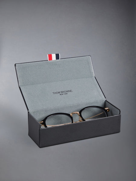 ACETATE AND TITANIUM ROUND EYEGLASSES BLACK
