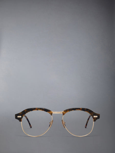 ACETATE AND TITANIUM PILOT EYEGLASSES DARK BROWN