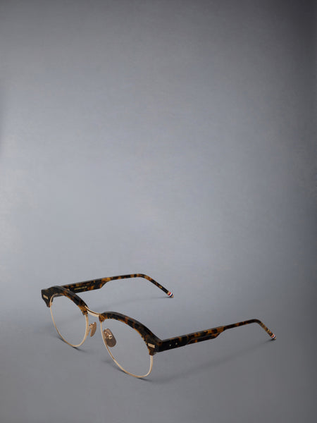 ACETATE AND TITANIUM PILOT EYEGLASSES DARK BROWN