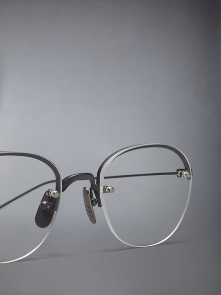 TITANIUM SEMI RIMLESS OVAL EYEGLASSES BLACK