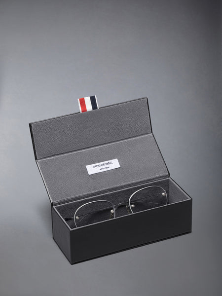 TITANIUM SEMI RIMLESS OVAL EYEGLASSES BLACK