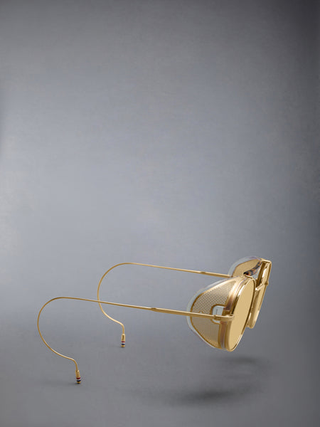 LIMITED EDITION ACETATE AND TITANIUM ROUND SUNGLASSES YELLOW GOLD