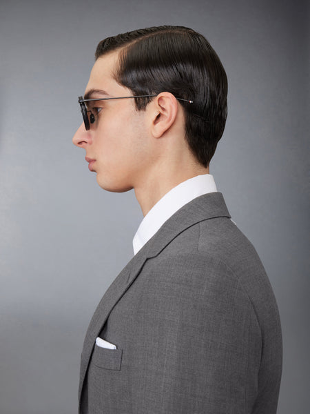 ACETATE AND TITANIUM ROUND SUNGLASSES BLACK