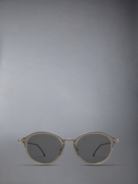 ACETATE AND TITANIUM ROUND SUNGLASSES LIGHT GREY