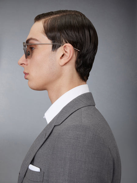 ACETATE AND TITANIUM ROUND SUNGLASSES LIGHT GREY