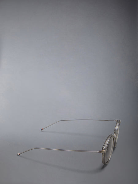 ACETATE AND TITANIUM ROUND SUNGLASSES LIGHT GREY