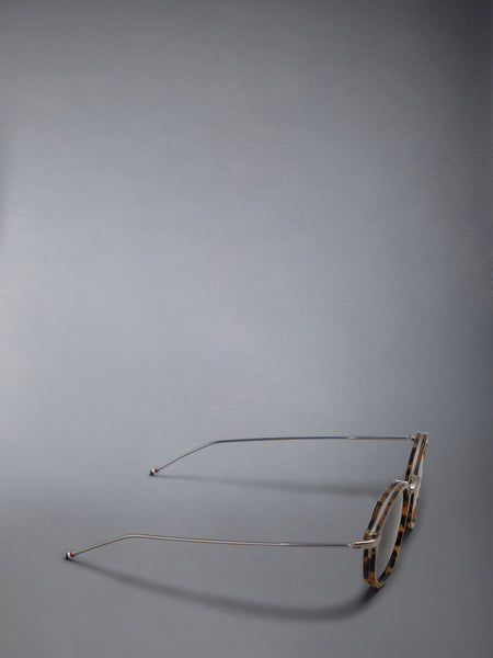ACETATE AND TITANIUM ROUND SUNGLASSES MED BROWN