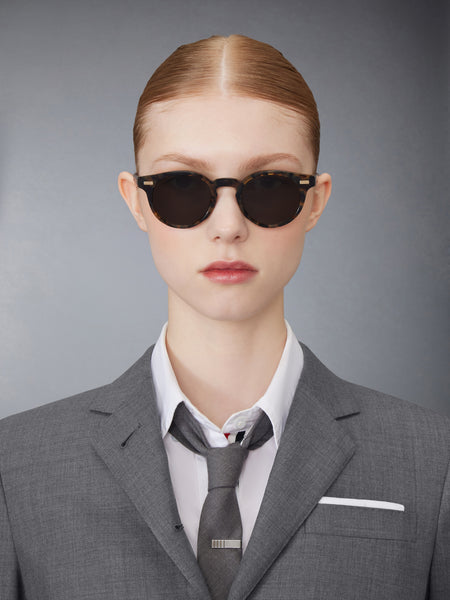 ACETATE ROUND SUNGLASSES DARK BROWN