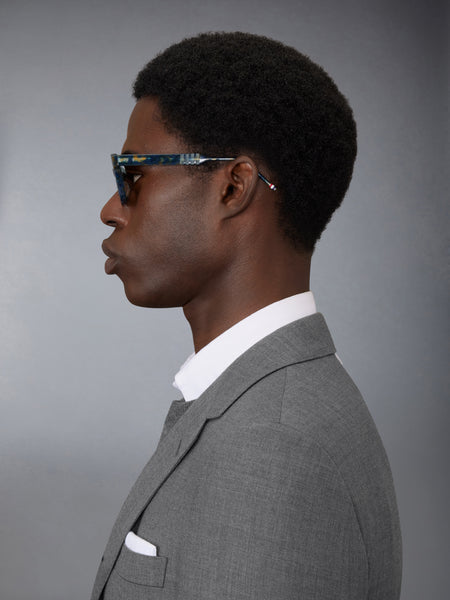 ACETATE RECTANGULAR SUNGLASSES NAVY MELANGE
