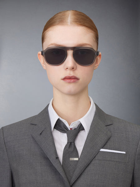 ACETATE OVAL SUNGLASSES LIGHT GREY