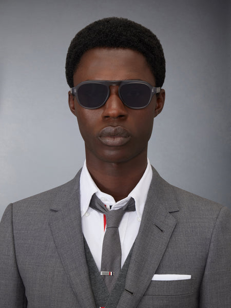 ACETATE OVAL SUNGLASSES LIGHT GREY
