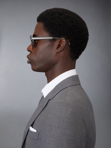 ACETATE OVAL SUNGLASSES LIGHT GREY