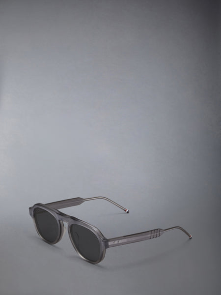 ACETATE OVAL SUNGLASSES LIGHT GREY