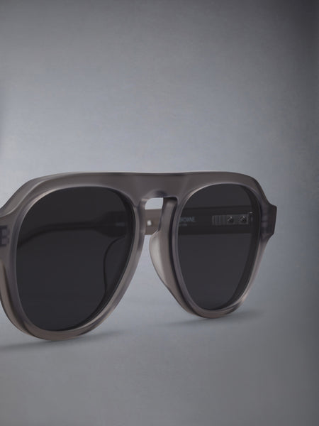 ACETATE OVAL SUNGLASSES LIGHT GREY