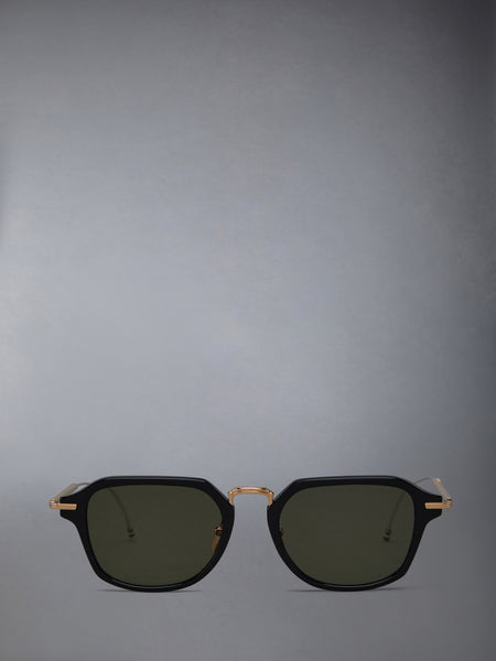 ACETATE AND TITANIUM RECTANGULAR SUNGLASSES BLACK