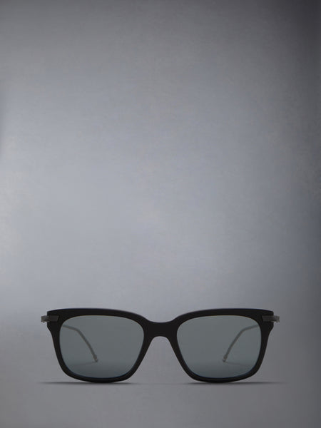 ACETATE AND TITANIUM RECTANGULAR SUNGLASSES BLACK/CHARCOAL
