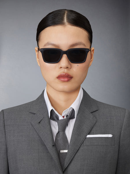 ACETATE AND TITANIUM RECTANGULAR SUNGLASSES BLACK/CHARCOAL