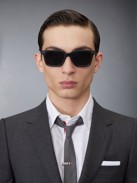 ACETATE AND TITANIUM RECTANGULAR SUNGLASSES BLACK/CHARCOAL