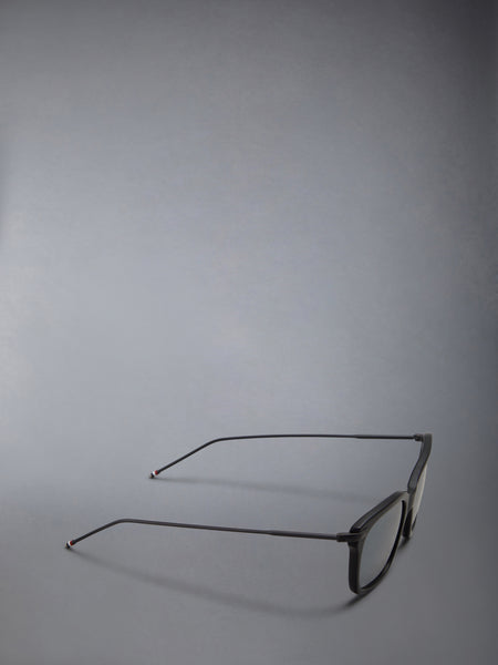 ACETATE AND TITANIUM RECTANGULAR SUNGLASSES BLACK/CHARCOAL