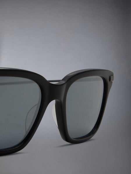 ACETATE AND TITANIUM RECTANGULAR SUNGLASSES BLACK/CHARCOAL