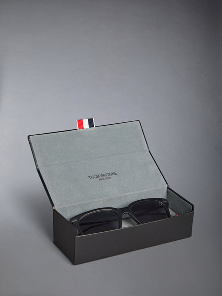 ACETATE AND TITANIUM RECTANGULAR SUNGLASSES BLACK/CHARCOAL