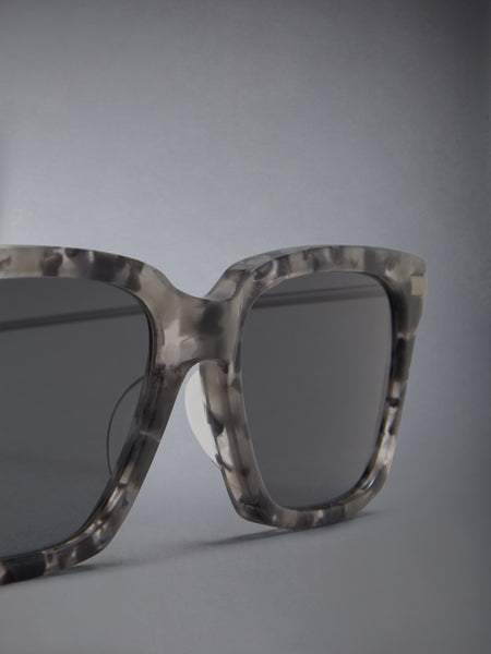 ACETATE AND TITANIUM RECTANGULAR SUNGLASSES DARK GREY