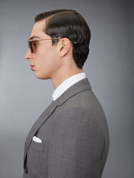ACETATE AND TITANIUM RECTANGULAR SUNGLASSES DARK BROWN