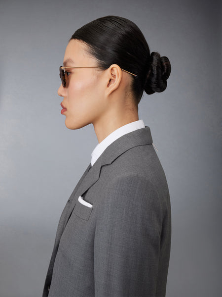 ACETATE AND TITANIUM RECTANGULAR SUNGLASSES DARK BROWN
