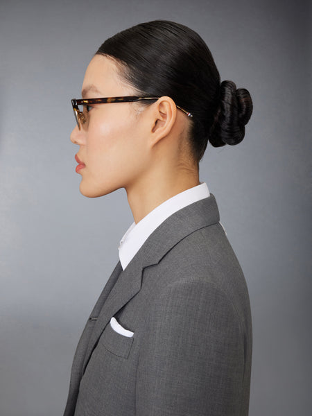ACETATE AND TITANIUM OVAL SUNGLASSES MED BROWN