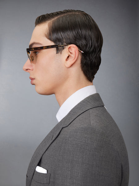 ACETATE AND TITANIUM OVAL SUNGLASSES MED BROWN