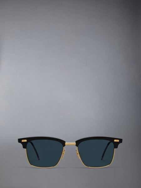 ACETATE AND TITANIUM RECTANGULAR SUNGLASSES BLACK