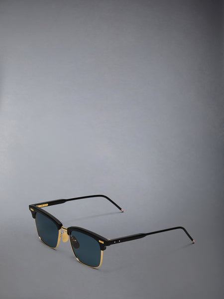 ACETATE AND TITANIUM RECTANGULAR SUNGLASSES BLACK