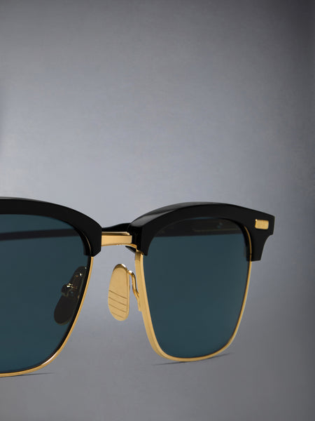 ACETATE AND TITANIUM RECTANGULAR SUNGLASSES BLACK
