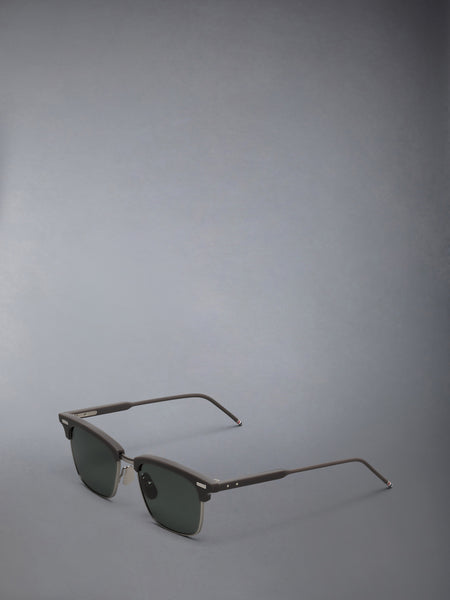 ACETATE AND TITANIUM RECTANGULAR SUNGLASSES DARK GREY