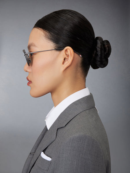 ACETATE AND TITANIUM RECTANGULAR AVIATOR SUNGLASSES BLACK/CHARCOAL