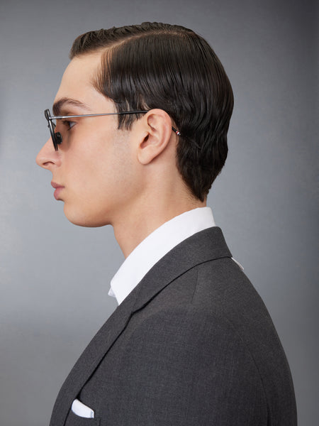 ACETATE AND TITANIUM RECTANGULAR AVIATOR SUNGLASSES BLACK/CHARCOAL