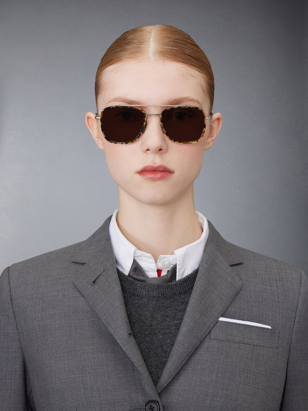 ACETATE AND TITANIUM RECTANGULAR AVIATOR SUNGLASSES - featured image