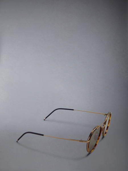 ACETATE AND TITANIUM AVIATOR SUNGLASSES MED BROWN