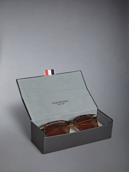 ACETATE AND TITANIUM RECTANGULAR SUNGLASSES DARK BROWN