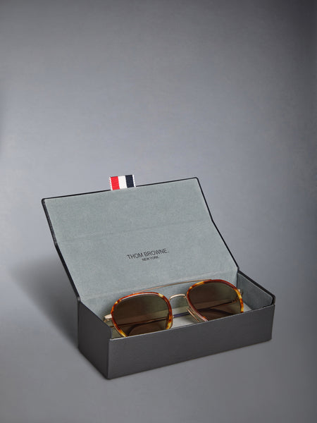 ACETATE AND TITANIUM AVIATOR SUNGLASSES MED BROWN