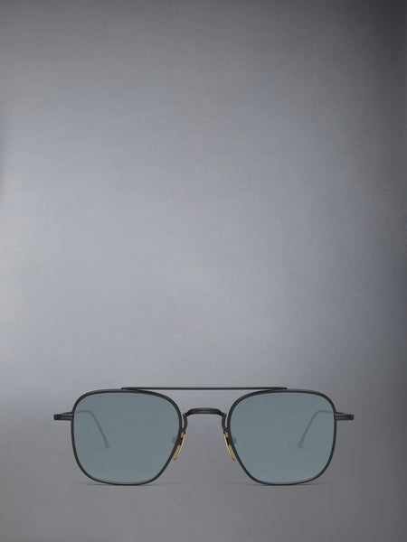 TITANIUM SQUARED AVIATOR SUNGLASSES BLACK/CHARCOAL