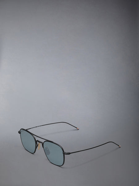 TITANIUM SQUARED AVIATOR SUNGLASSES BLACK/CHARCOAL